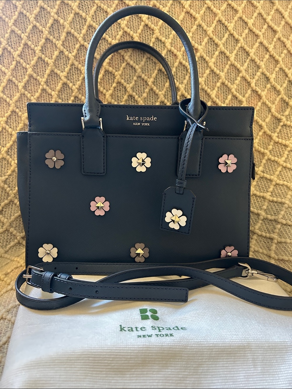 Kate Spade York Navy Floral Appliqué Cameron Satchel